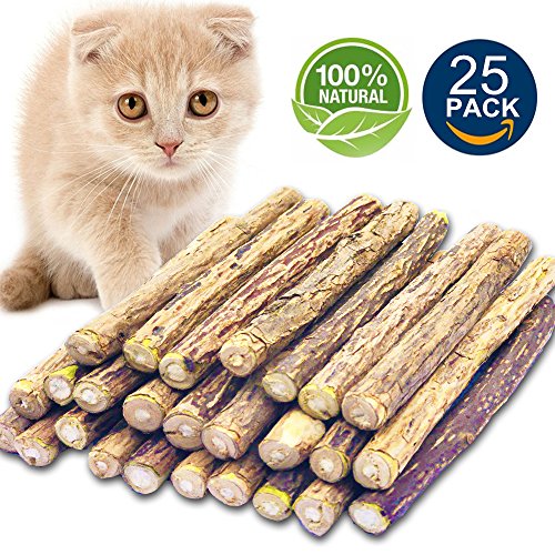 Product Cover Matatabi Cat Catnip Sticks 25 Pcs or 50 pcs Cat Chew Sticks Dental Cleaning for Cats Organic Silver Vine Dental Treats Molar Chew Toy