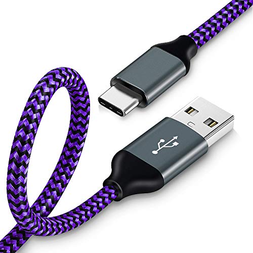 Product Cover USB C Cable,Aupek 10FT USB Type C Cable Nylon Braided Fast Charger Cord for Nintendo Switch, Google Pixel,Samsung Galaxy Note 8 S9 S8 S8 Plus S9(Purple)