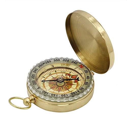 Product Cover Golden Compass Watch for Directions & Sailing, Mini Compasses Brass Keychains Best Survival Watch Classic Pocket Compass, Military Kids Compass Navigation Tool Vintage for Hiking Camping Climbing