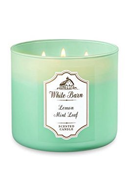 Product Cover Bath and Body Works White Barn 3 Wick Scented Candle Lemon Mint Leaf 14.5 Ounce