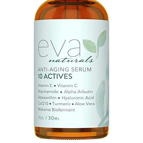 Product Cover Eva Naturals 10 Actives Skin Serum (1oz) - Fine Line, Dark Spot Remover for Face - Achieve a Brighter, Lighter Complexion - With Niacinamide, Hyaluronic Acid, Vitamin C and Vitamin E - Premium Quality