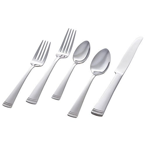 Product Cover Stone & Beam Traditional Stainless Steel Flatware Silverware Set, Service for 4, 20-Piece, Silver with Dotted Trim