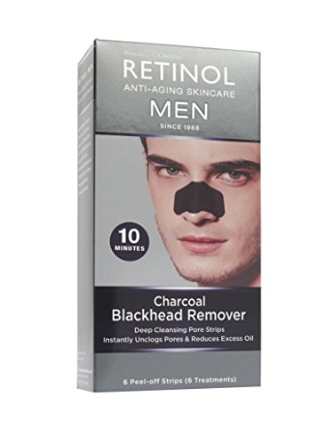 Product Cover Retinol Men's Charcoal Blackhead Remover - The Original Retinol Anti-Aging Peel-Off Cleansing Pore Strips - Unclogs Pores & Lifts Out Deep-Down Dirt, Oil & Blackheads In Just 10 Minutes