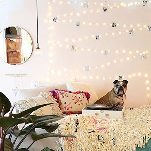 Product Cover 33Ft/66Ft 200leds Waterproof Copper Wire Starry String Fairy Lights USB Powered Hanging for Bedroom Indoor Outdoor Warm White Ambiance Lighting for Patio Wedding Decor (1, Silver wire-Warm white-66ft)