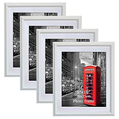 Product Cover PETAFLOP 8 x 10 Picture Frame with Mat White Matted Frame for 8x10 Picture Nursery Wall Decor, 4 Pack