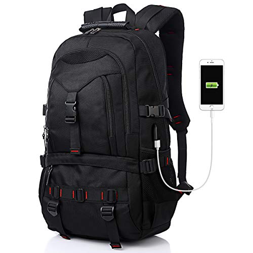 Product Cover Tocode Laptop Backpack with USB Charging Port & Headphone Port, 17-Inch Fashional Computer School Backpack Water Resistant Business Bag Black Anti-theft Travel Backpacks for Men Women