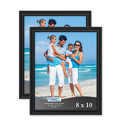 Product Cover Icona Bay 8x10 Picture Frames (2 Pack, Black) Picture Frame Set, Wall Mount or Table Top, Set of 2 Inspirations Collection