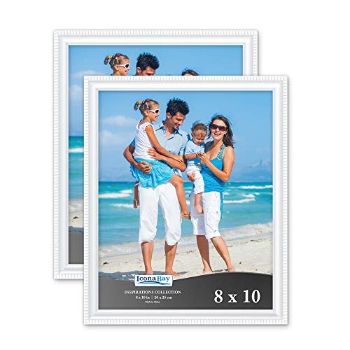 Product Cover Icona Bay 8x10 Picture Frames (2 Pack, White) Picture Frame Set, Wall Mount or Table Top, Set of 2 Inspirations Collection