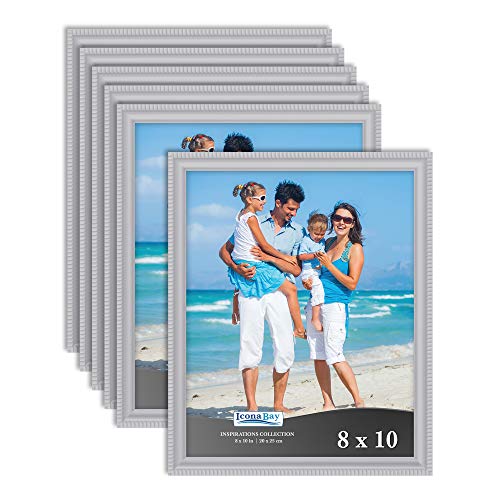 Product Cover Icona Bay 8x10 Picture Frames (6 Pack, Gray) Picture Frame Set, Wall Mount or Table Top, Set of 6 Inspirations Collection