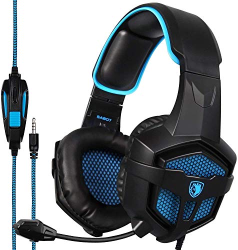 Product Cover Sades SA807 Stereo Gaming Headsets Over Ear Heaphones with Microphone Noise Isolating for New Xbox one PS4 PC Mobile(Black & Blue)