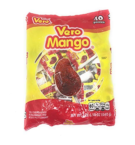 Product Cover Dulces Vero Vero Mango Paletas Sabor Fresa Con Chile Mexican Hard Candy Chili Pops 40 Pc