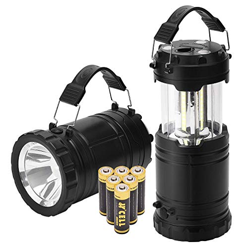 Product Cover PACEARTH COB LED Camping Lantern Handheld Flashlight 2 in 1 Magnetic Base Removable Handle Spotlight Brighter 3 AA Batteries Emergencies Hurricane Power Outage 2-Pack