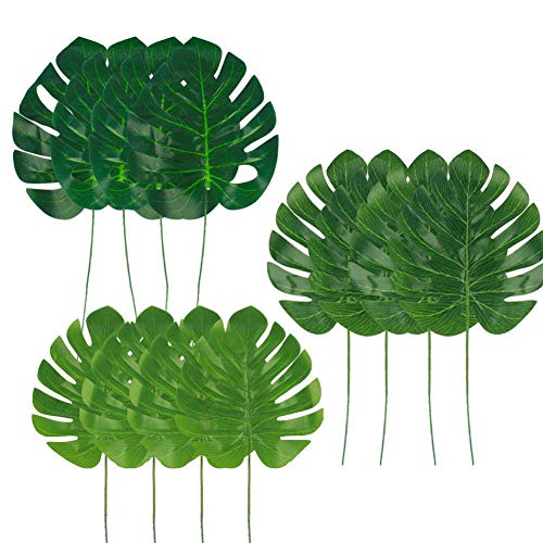 Product Cover Dragang 36 Pcs 3 kinds Artificial Palm Leaves Tropical Plant Faux  Leaves Decorations,Palm Leaf for Party Decorations,  Safari Leaves Jungle Party Decorations