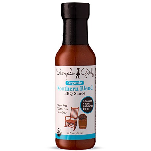 Product Cover Simple Girl Organic Southern Blend Sugar Free BBQ Sauce - 12 Oz - Liven Up Your Healthy Diet! - Certified Organic - Kosher - Gluten Free - Fits Keto Diet or Low Carb Diet