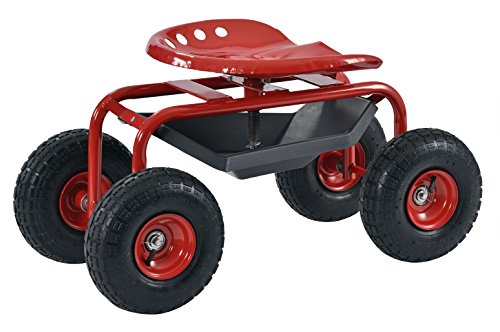 Product Cover Muscle Carts RGS331722-RED Rolling Seated Garden Stool, 15.8