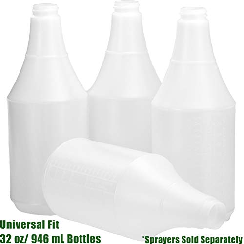 Product Cover Mop Mob Commercial-Grade Chemical Resistant 32 oz Bottles ONLY 4 Pack Embossed Scale for Measuring. Pair with Industrial Spray Heads for Auto/Car Detailing, Janitorial Cleaning Supply or Lawn Care