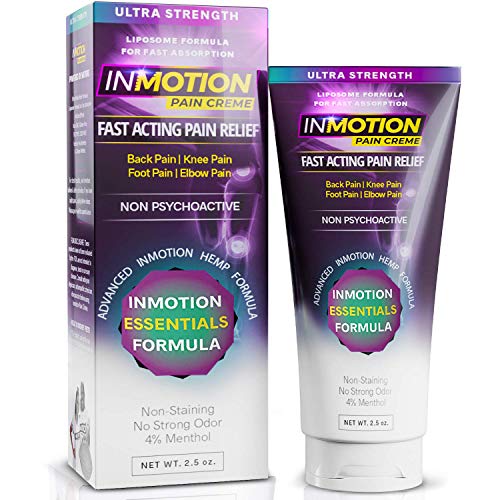 Product Cover Inmotion Hemp Cream for Pain Relief - Ultra Strength Hemp Oil 2.5 Ounce Tube for Back, Knee, Nerve, Tendinitis, Fibromyalgia, Sciatica, Muscle Pain Relief - Sanitary Squeeze Tube