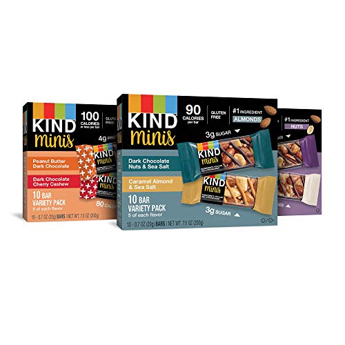 Product Cover KIND Bar Mini's, Variety Pack, Gluten Free, 100 Calories, Low Sugar, .7oz Bar, 30 Count