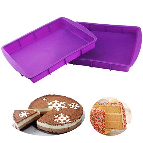 Product Cover Orgrimmar 2 Packs Baking Silicone Rectangular Cake Pans Bakeware Bread Baking Mold NonStick Easy Demoulding Purple