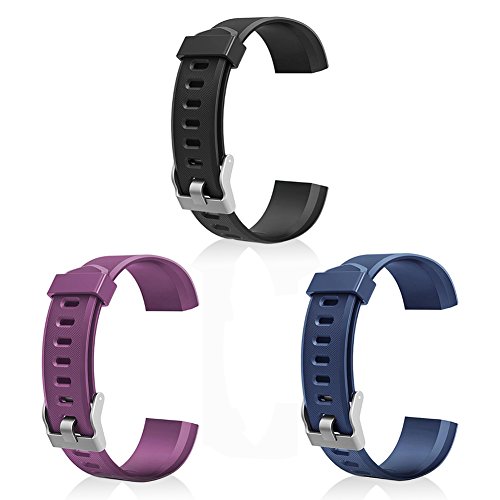 Product Cover LETSCOM Replacement Bands for Fitness Tracker ID115PlusHR, 3 Pack (Black, Blue, Purple)