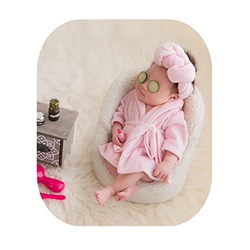Product Cover Newborn Monthly Baby Photo Props Bathrobes with Towel Sets for Boys Girls Photography (Pink)