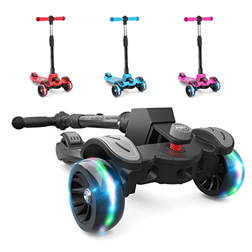 Product Cover 6KU Kids Kick Scooter with Adjustable Height, Lean to Steer, Flashing Wheels for Children 3-8 Years Old Black