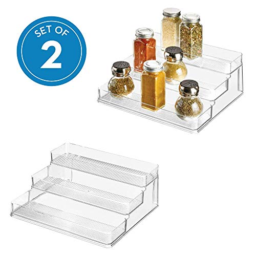 Product Cover iDesign Linus Plastic Stadium Spice Rack Set, BPA-Free 3-Tiered Organizer for Kitchen, Pantry, Bathroom, Vanity, Office, Craft Room Storage Organization, Set of 2, Clear