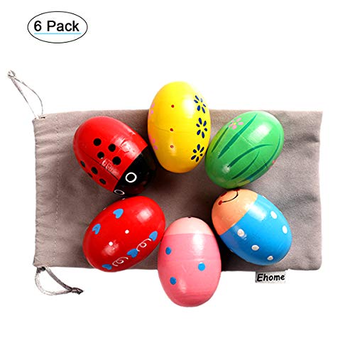 Product Cover Ehome Wooden Percussion Musical Egg Easter Maracas Egg Shakers Kids Toys with Assorted Colors.