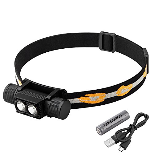 Product Cover TANSOREN 2 LED Headlamp Flashlight USB Rechargeable Waterproof with 18650 Rechargeable Battery
