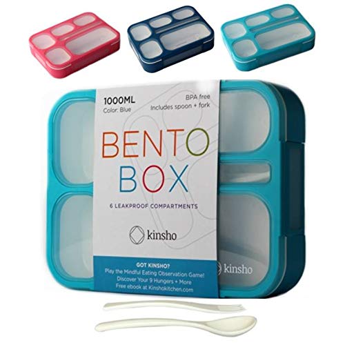 Product Cover Bento Lunch-box for Kids Boys Girls | Leakproof School Bentobox | Meal Prep Portion Container Lunch-Boxes for Adults | BPA-Free, Microwave Safe, 6 Compartments | Blue