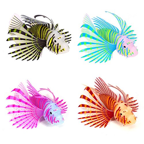 Product Cover Danmu 4pcs Luminous Silicone Lionfish Ornament for Fish Tank Aquarium Decoration