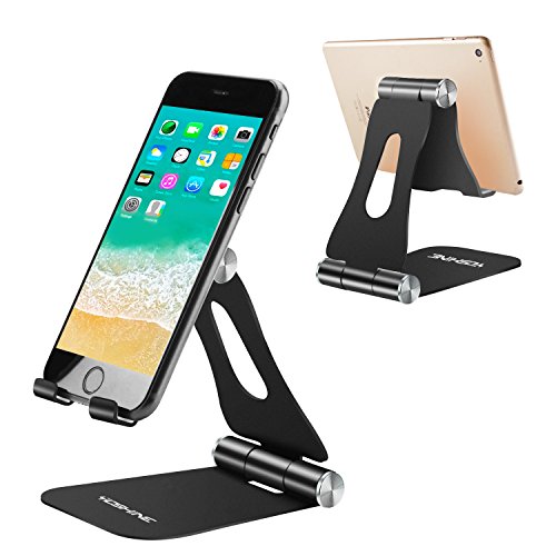 Product Cover Adjustable Tablet Stand Holders, YOSHINE Cell Phone Stands, Phone Desk Holder, iPhone Stand, iPad Stand, Aluminum Stands Cradle Dock for Switch, Fit All Smartphones and Tablets - Black