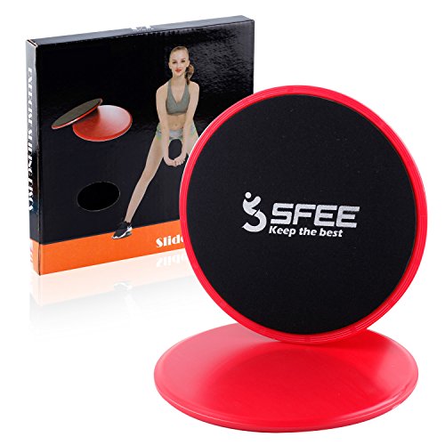 Product Cover Sfee Core Exercise Sliders-2xDual Sided Gliding Discs for Use on Carpet, Hard Floor, Fitness Equipment Idea for Abdominal, Full Body Workout, Training,Leg Sliders, Aerobics, Crossfit+Gift Box (Red)