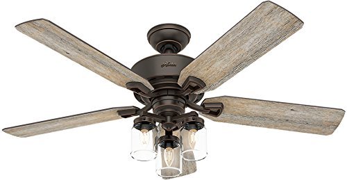 Product Cover Hunter Indoor Ceiling Fan, with remote control - Devon Park 52 inch, Onyx Bengal, 54201