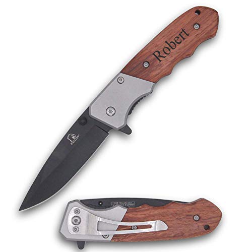Product Cover Forever Gifts USA Free Engraving - Rose Wood Handle Quality Pocket Knife
