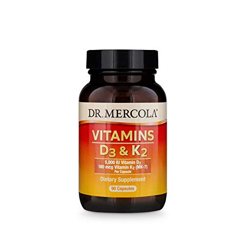 Product Cover Dr. Mercola Vitamins D3 and K2 Dietary Supplement, 90 Servings (90 Capsules), Supports Cardiovascular and Bone Health, Non GMO, Soy Free, Gluten Free