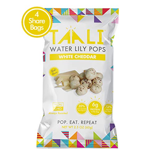 Product Cover Taali White Cheddar Water Lily Pops (4-Pack) - Buttery Rich American Flavor | Protein-Rich Roasted Snack | Non GMO | 2.3 oz Multi-Serve Bags