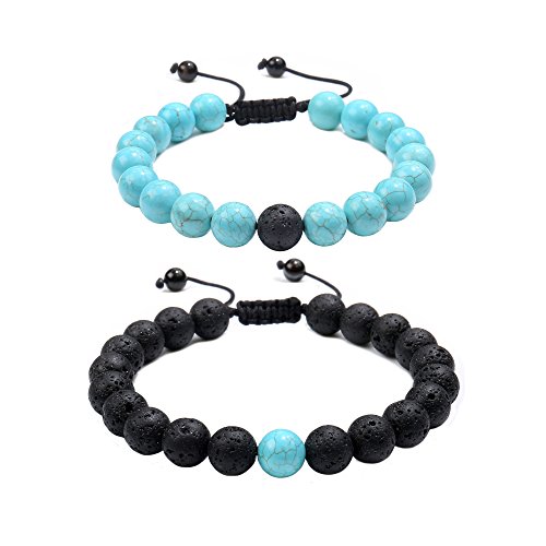 Product Cover Jade cabbage Distance Relationship 8mm Beads Bracelet for Couple Set Jewelry Adjustable