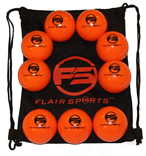 Product Cover Flair Sports - 9 Pack Baseball/Softball Weighted Training Balls for Hitting/Pitching - Improve Power - Heavies - 1 LB Each - Bonus Carry Bag Included