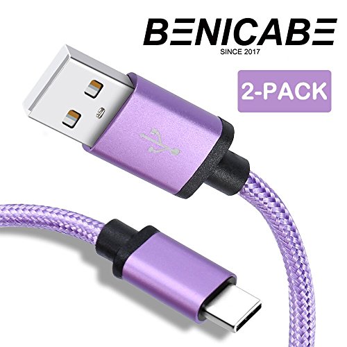 Product Cover for Samsung Galaxy S8 Charger, Benicabe (2-Pack 6FT) USB Type C Fast Charging Cable Nylon Braided Cord for Samsung S10, S9 S9 Plus Note 8, Pixel 2, LG V20 (6FT 2-Pack, Ultra Purple)