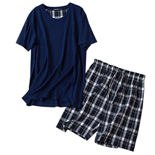 Product Cover ENJOYNIGHT Men's Summer Short Sleeve Pajamas Adult Casual Shorts & Shirt PJ Set