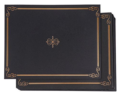 Product Cover 24 Pack Certificate Holders, Diploma and Document Cover with Gold Foil Border, for Letter Sized Awards, Black, 11 x 8.5 Inches
