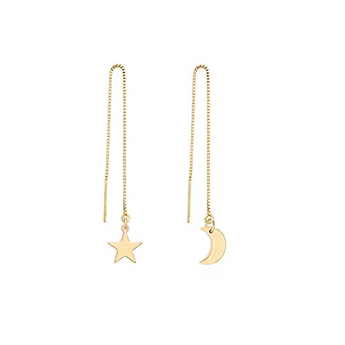 Product Cover MANZHEN Irregular Moon and Star Threader Earrings Women Ear Line Dangle Drop Earrings (gold)