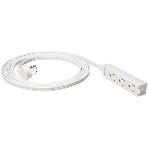 Product Cover AmazonBasics Indoor 3 Prong Extension Power Cord Strip - Flat Plug, Grounded, 12 Foot, Pack of 2, White
