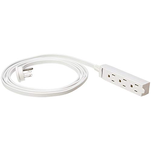 Product Cover AmazonBasics Indoor 3 Prong Extension Power Cord Strip - Flat Plug, Grounded, 8 Foot, Pack of 2, White