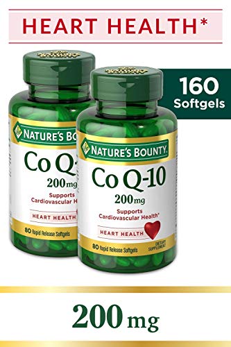 Product Cover Nature's Bounty CoQ10 Dietary Supplement, Supports Cardiovascular and Heart Health, 200mg Twin Pack, 160 Rapid Release Softgels