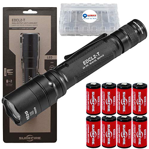 Product Cover SureFire EDCL2-T 1200 Lumen Tactical EDC Flashlight Bundle with 6 Extra Surefire CR123 Batteries and 2 Lightjunction Battery Cases