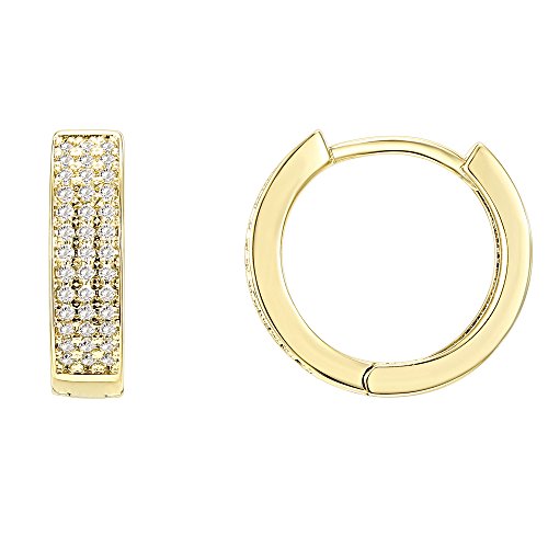 Product Cover PAVOI 14K Yellow Gold Plated Cubic Zirconia Huggie Small Hoop Earrings | Stud Earrings for Women