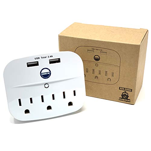 Product Cover Cruise Power Strip No Surge Protector with USB Outlets - Ship Approved (Non Surge Protection) Cruise Essentials