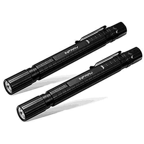 Product Cover INFRAY LED Pen Light Flashlight (2PACK), Zoomable, Small EDC 220 Lumens Penlight for Inspection, Repair, Camping. IPX5 Water-Resistant, 3 Modes (High, Low, Strobe)